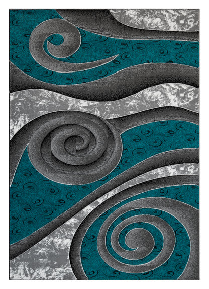 Joy Collection Hand Carved Turquoise Area Rug - 50469