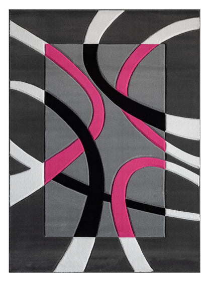 Joy Collection Hand Carved Pink & Grey Area Rug - 50286