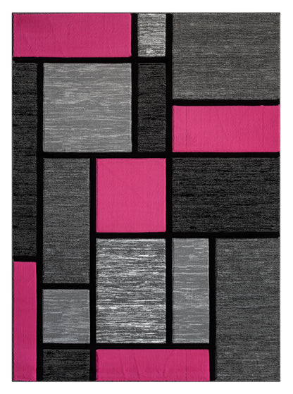 Joy Collection Hand Carved Pink & Grey Area Rug - 50486