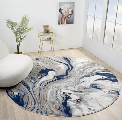 Marble Collection Blue & Grey Area Rug - 20264