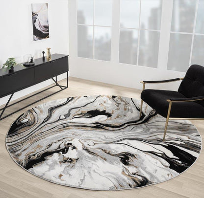 Marble Collection Grey & Black Area Rug - 20272