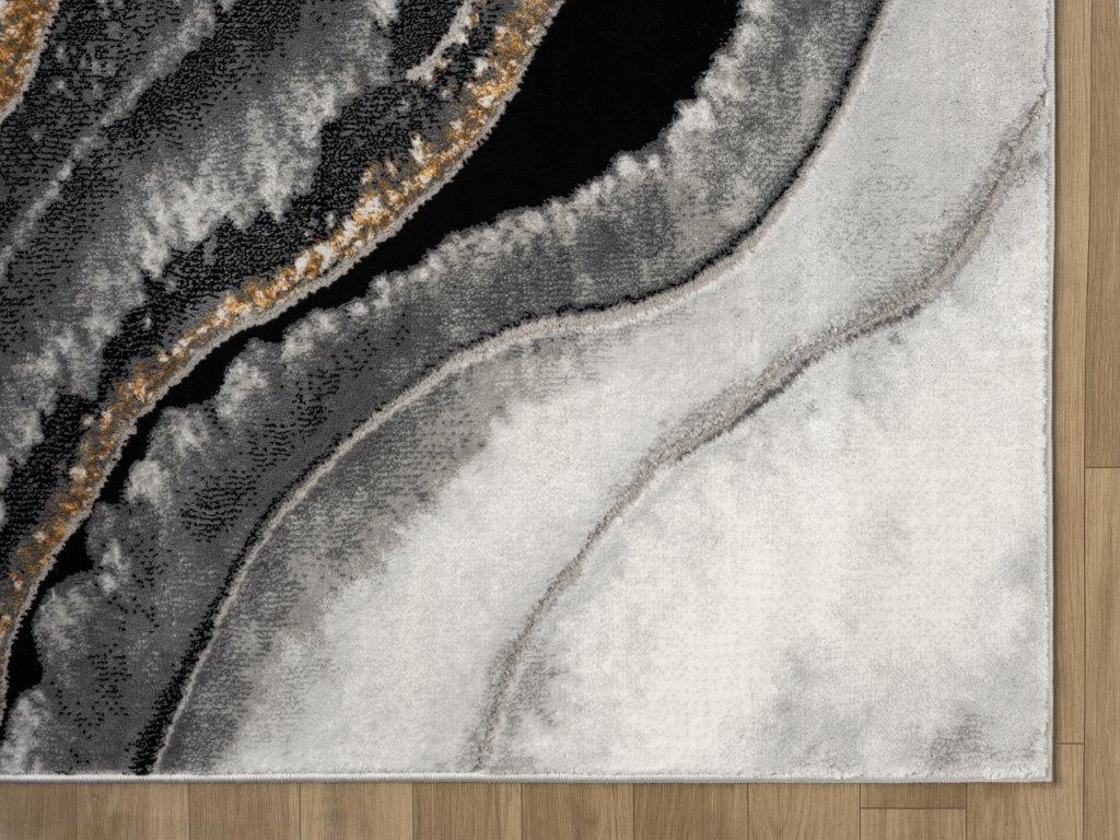 Marble Collection Grey & Black Area Rug - 20372