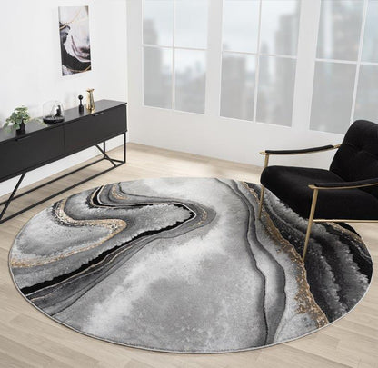 Marble Collection Grey & Black Area Rug - 20372