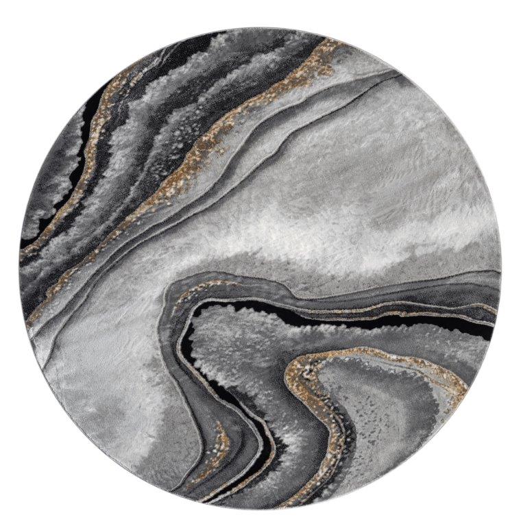 Marble Collection Grey & Black Area Rug - 20372