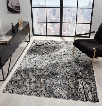 Marble Collection Grey & Black Area Rug - 20572