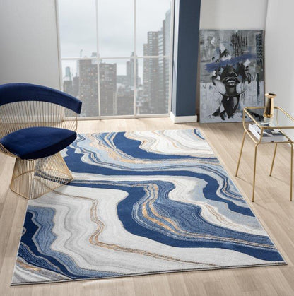 Marble Collection Blue Area Rug - 20664