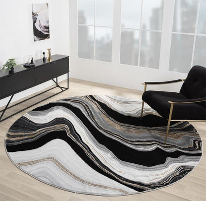 Marble Collection Grey & Black Area Rug - 20672