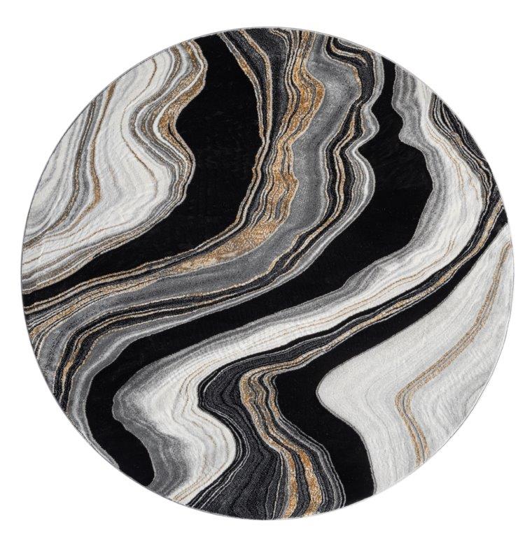 Marble Collection Grey & Black Area Rug - 20672