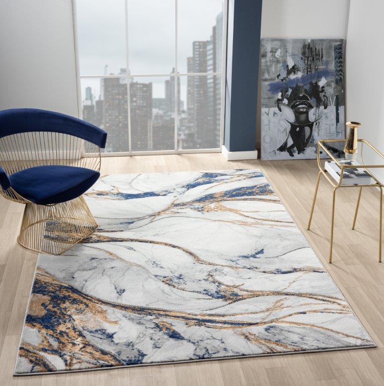 Marble Collection Blue Area Rug - 20764