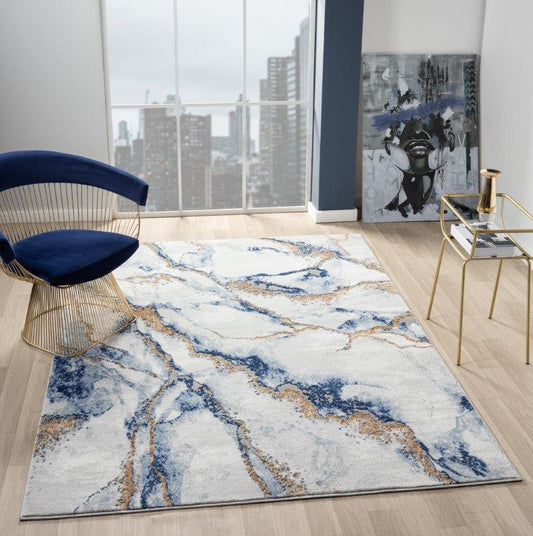 Marble Collection Blue Area Rug - 20864