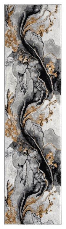 Marble Collection Grey & Gold Area Rug - 20972