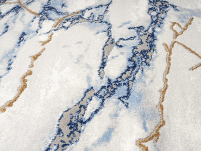 Marble Collection Blue & Gold Area Rug - 21064