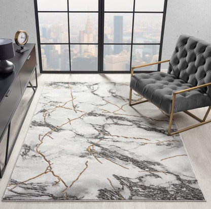 Marble Collection Gray Area Rug - 21072