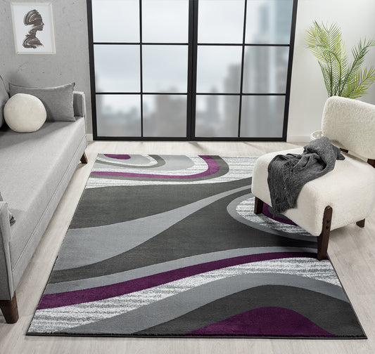 Festival Collection  Gray & Plum Area Rug - 45682