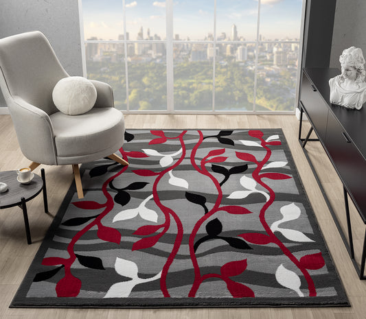 Festival Collection  Gray & Red Area Rug - 45030