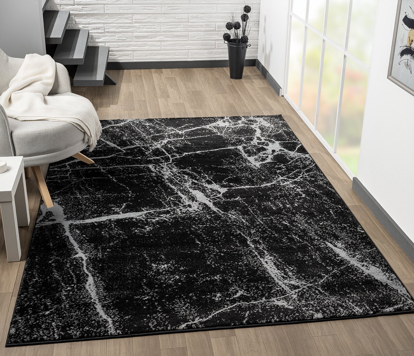 Festival Collection  Black & Gray Area Rug - 45170