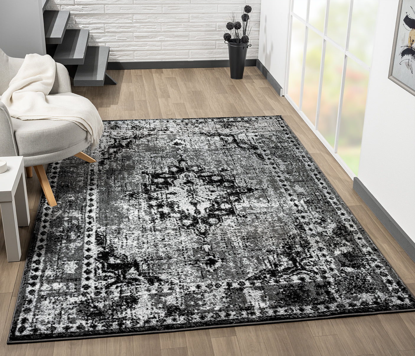 Festival Collection  Black & Gray Area Rug - 45270