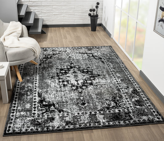 Festival Collection  Black & Gray Area Rug - 45270