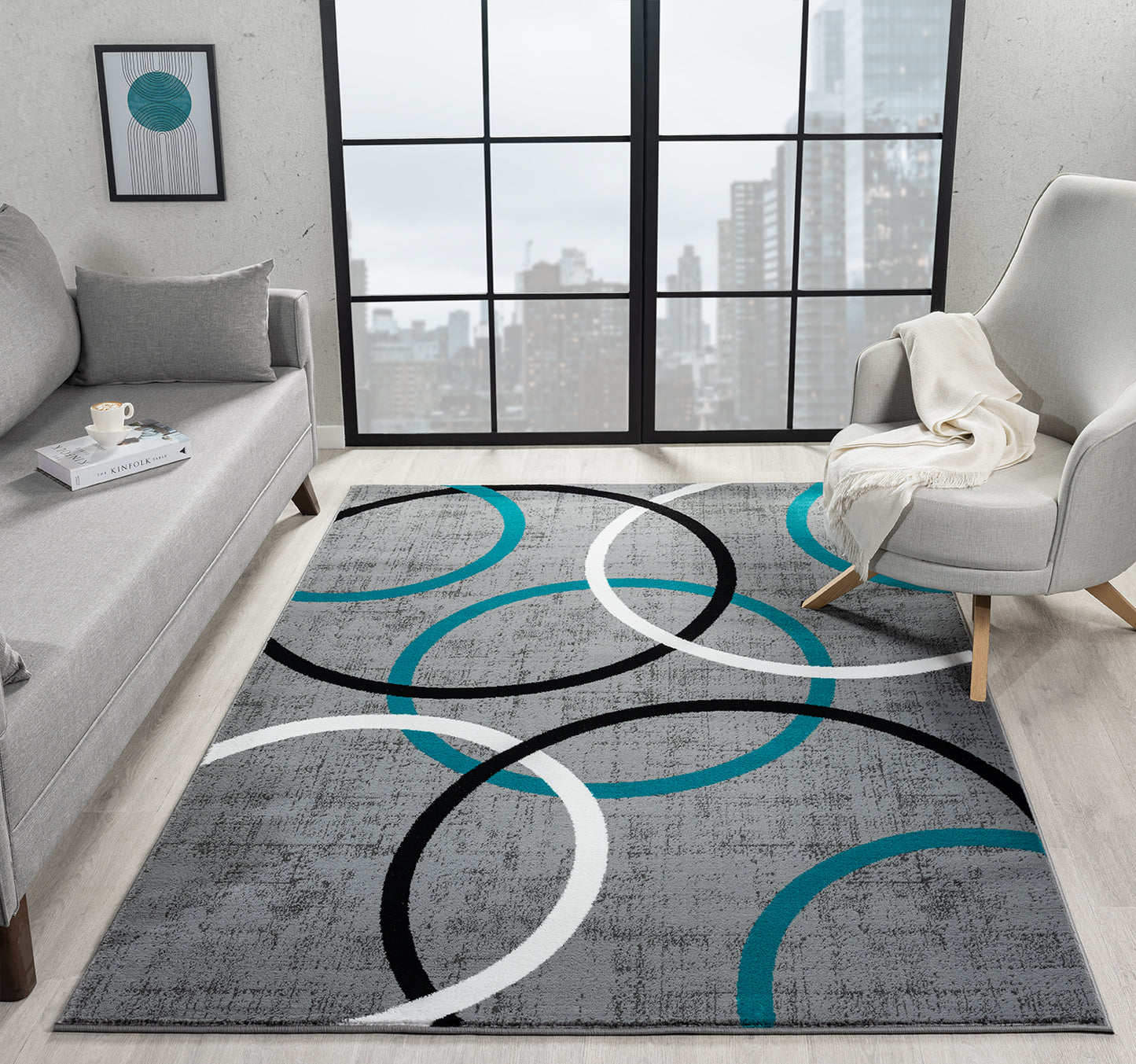 Festival Collection  Aqua & Gray  Area Rug - 45363