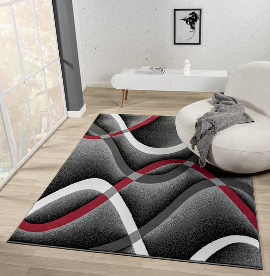 Festival Collection  Gray & Red Area Rug - 45530