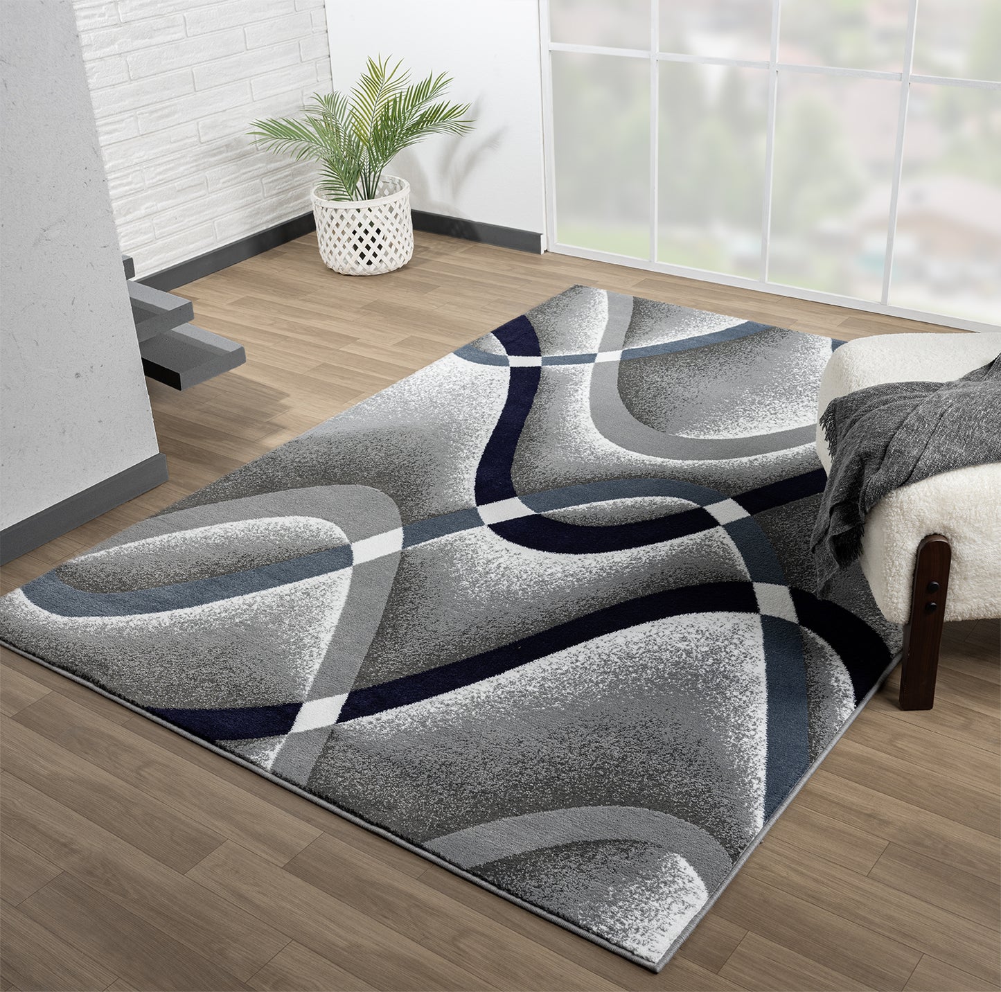 Festival Collection  Gray & Blue Area Rug - 45560