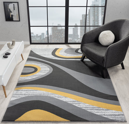 Festival Collection Yellow & Gray Area Rug - 45612