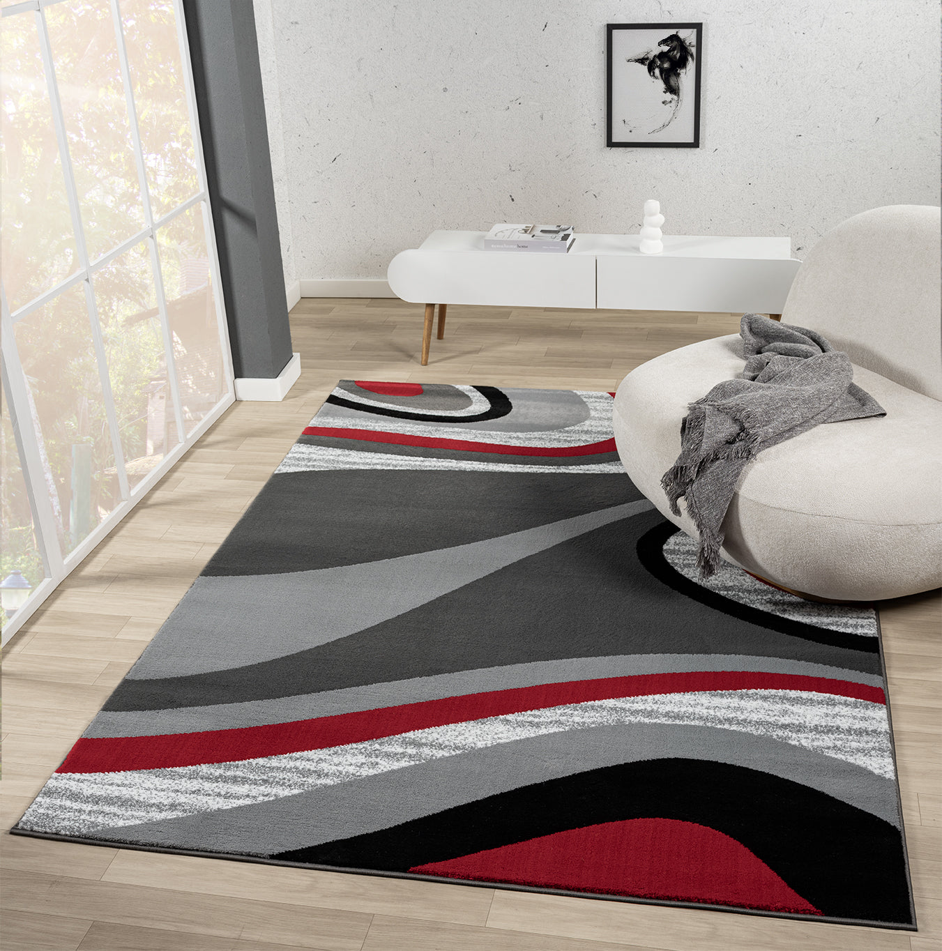 Festival Collection  Red & Grey  Area Rug - 45630