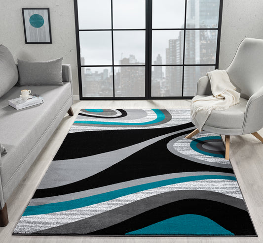 Festival Collection Aqua & Gray Area Rug - 45663