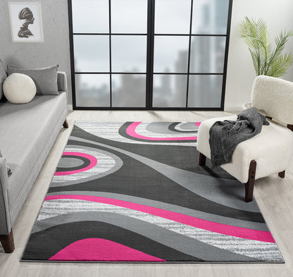 Festival Collection Pink & Gray Area Rug - 45686