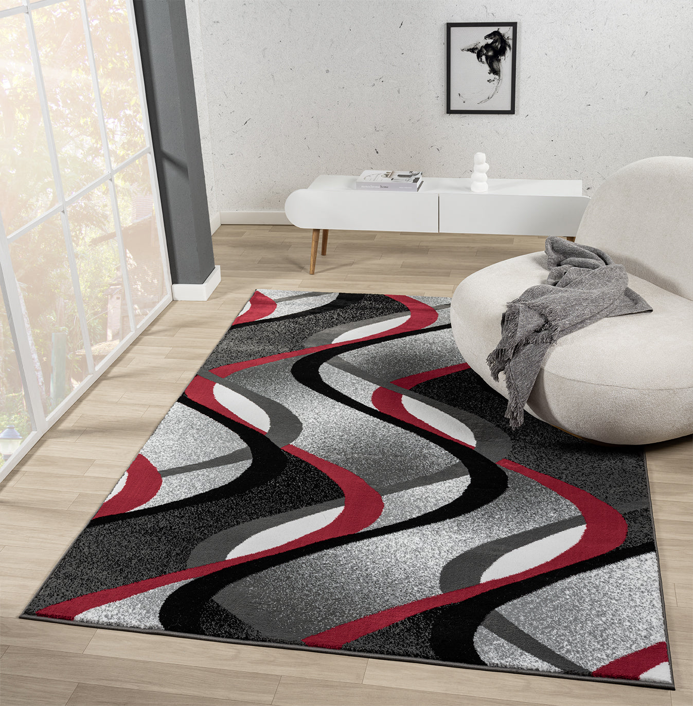 Festival Collection  Red & Gray Area Rug - 45730