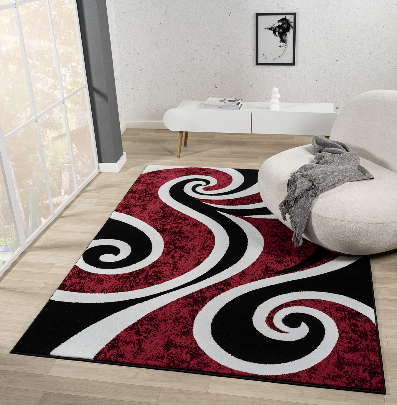 Festival Collection  Black & Red Area Rug - 45930