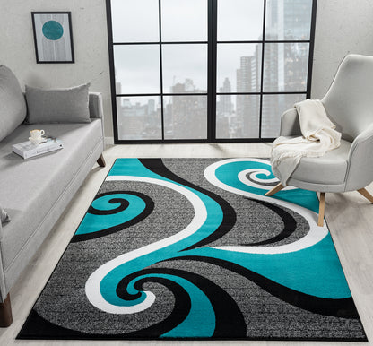 Festival Collection  Aqua & Gray Area Rug - 45963