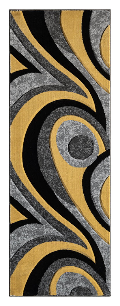 Joy Collection Hand Carved Yellow & Grey Area Rug - 50012