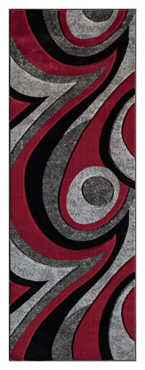 Joy Collection Hand Carved Red & Grey Area Rug - 50030