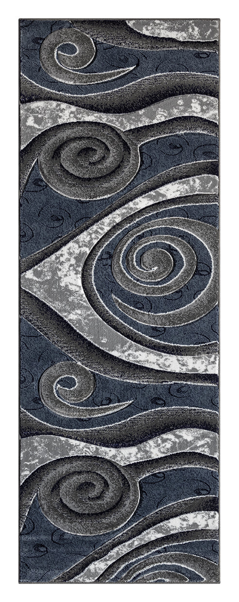 Joy Collection Hand Carved Blue & Grey Area Rug - 50160