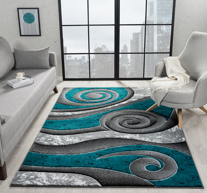 Joy Collection Hand Carved Turquoise Area Rug - 50469