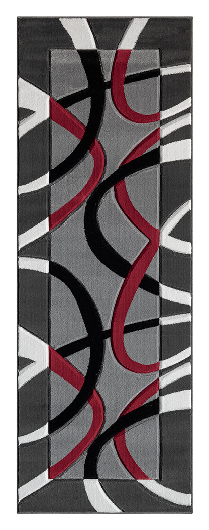 Joy Collection Hand Carved Red & Grey Area Rug - 20230