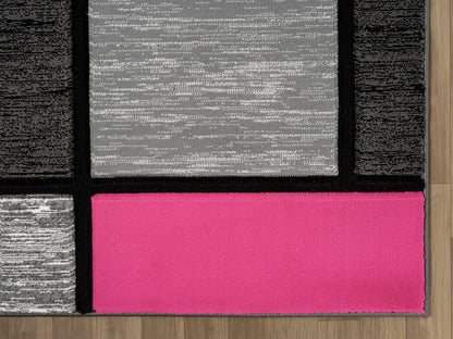 Joy Collection Hand Carved Pink & Grey Area Rug - 50486