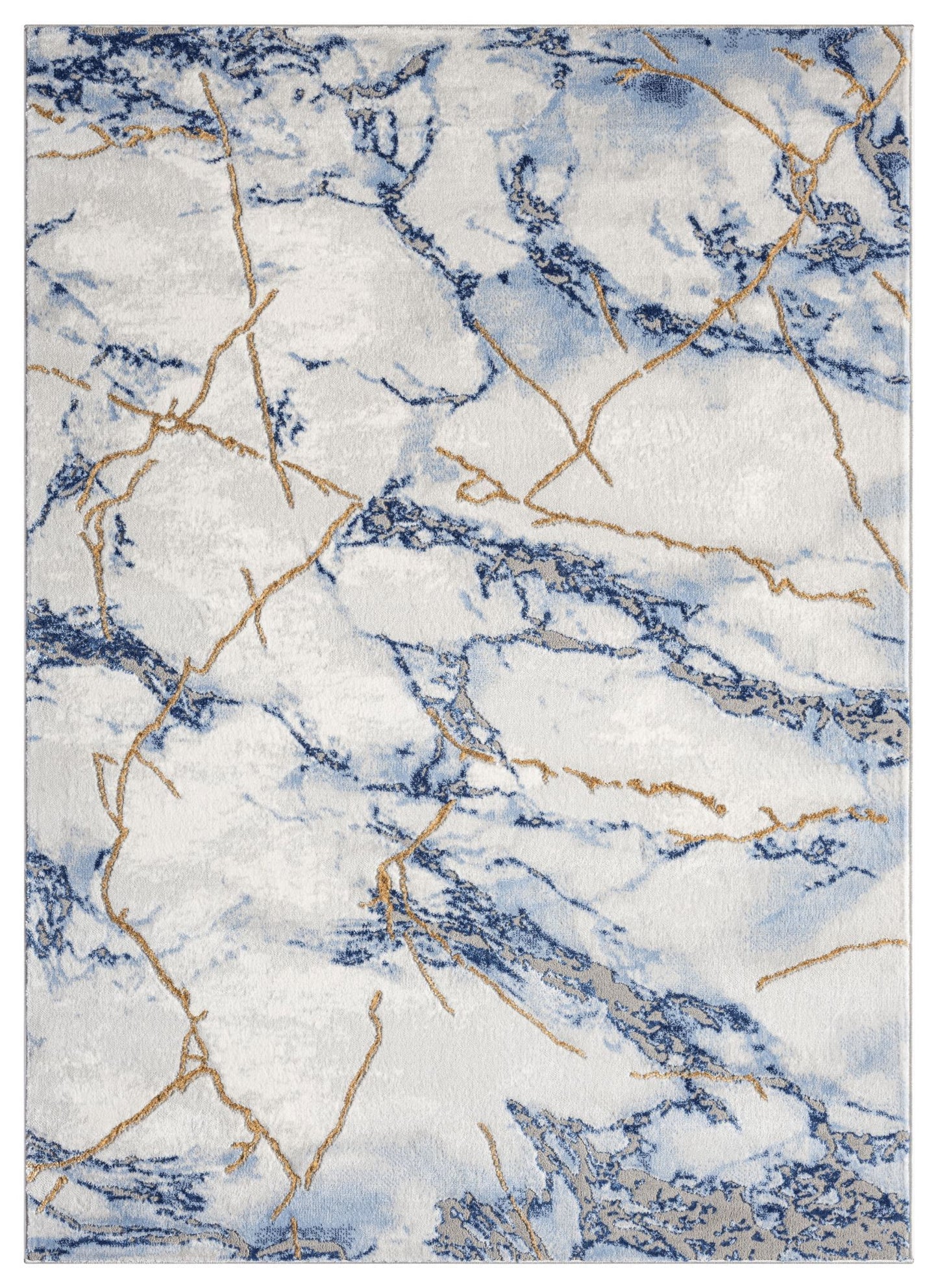 Marble Collection Blue & Gold Area Rug - 21064