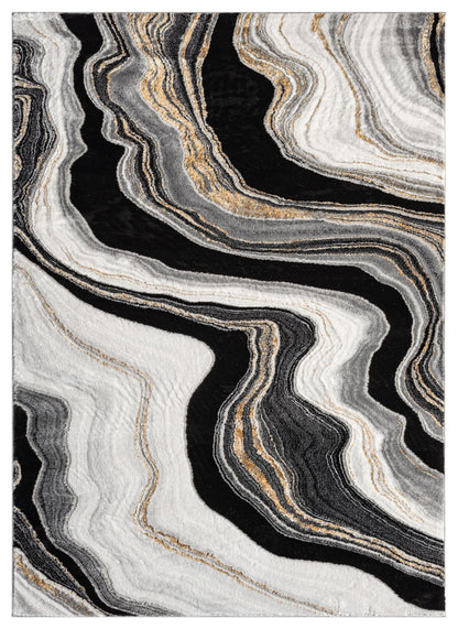 Marble Collection Grey & Black Area Rug - 20672