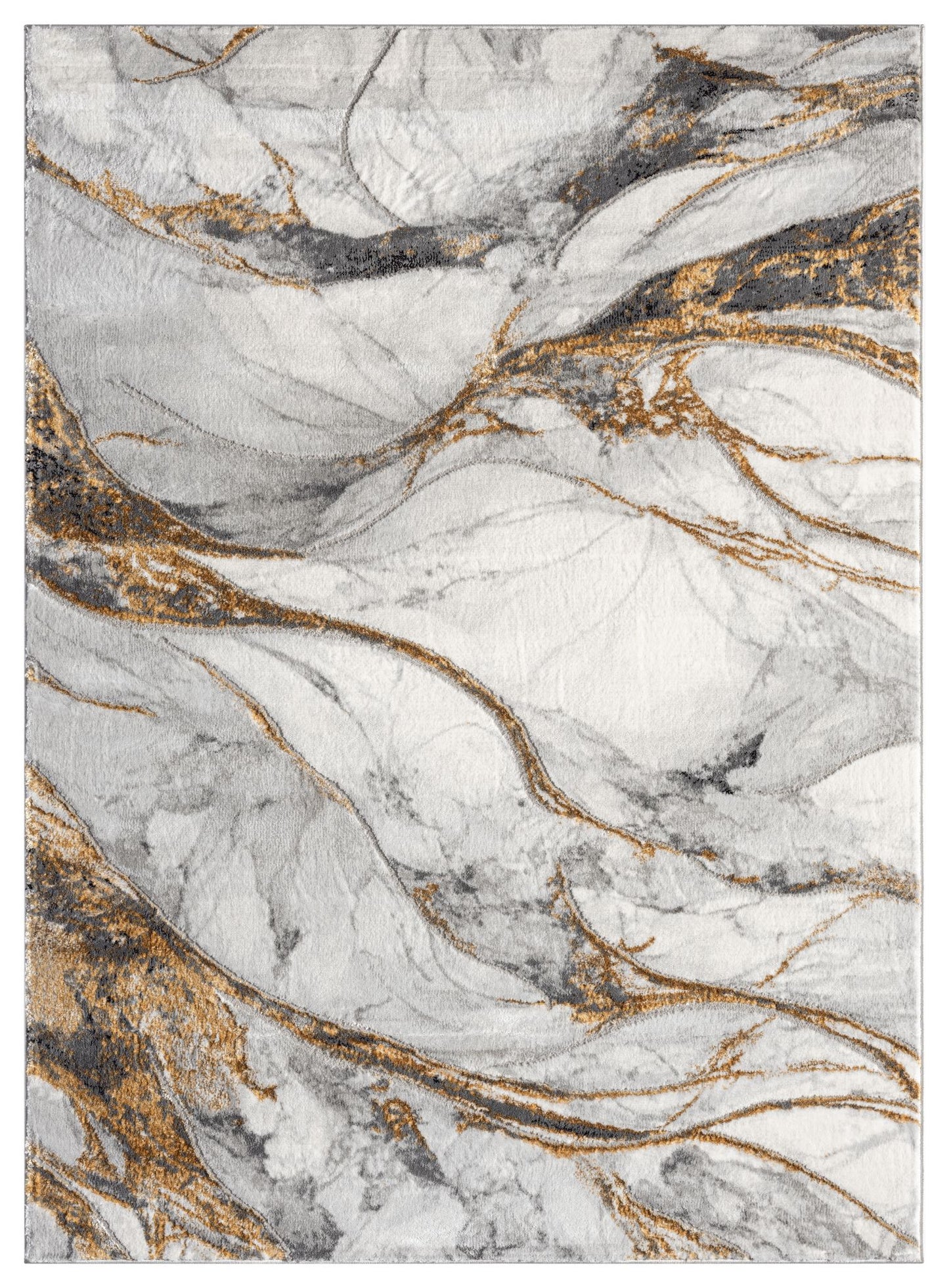 Marble Collection Grey & Gold Area Rug - 20772