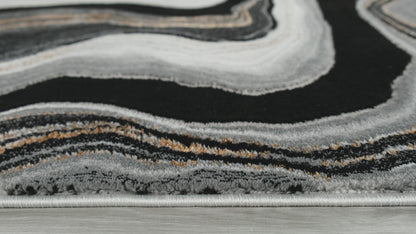 Marble Collection Grey & Black Area Rug - 20672